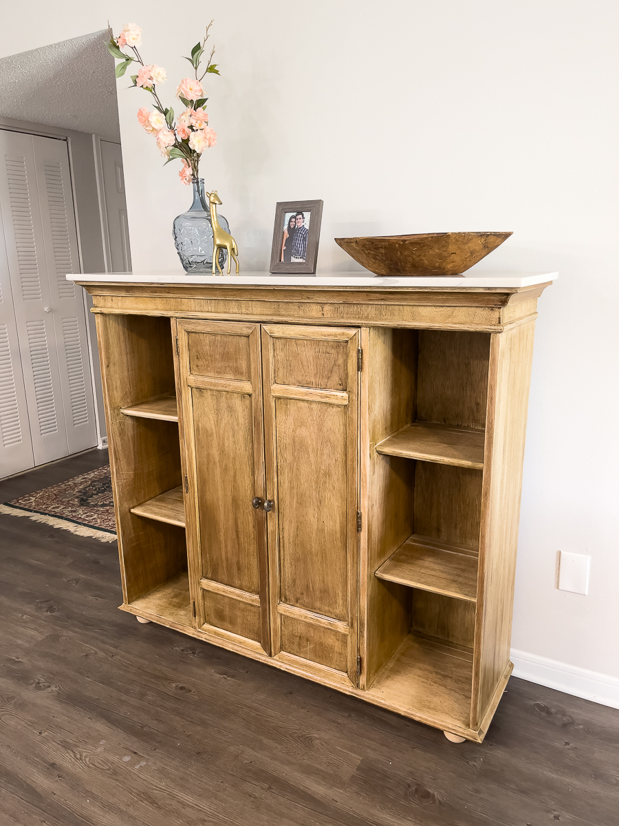 DIY Upcycled Bar Cabinet from the Top of Hutch