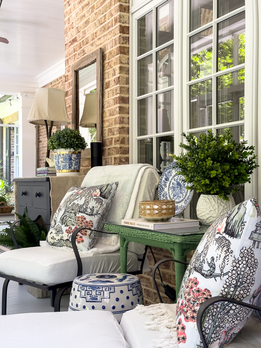 decor on screened porch