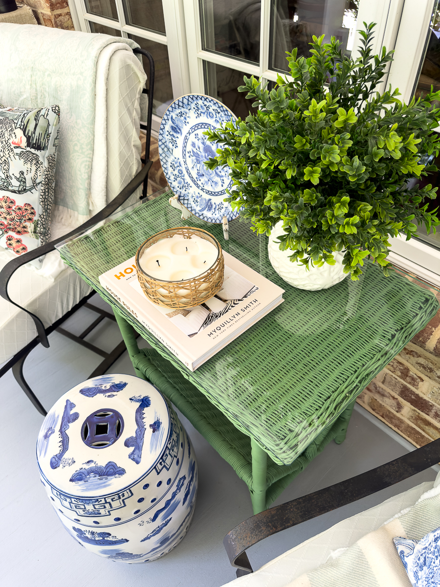 top view of porch table