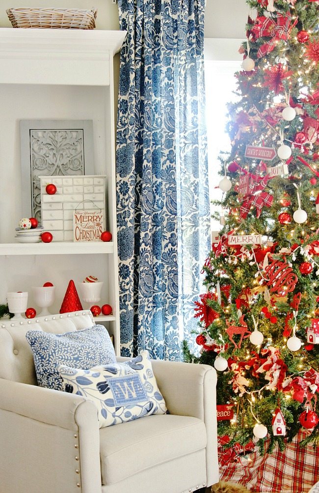 Blue and White Christmas decor