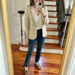 knit blazer mirror selfie