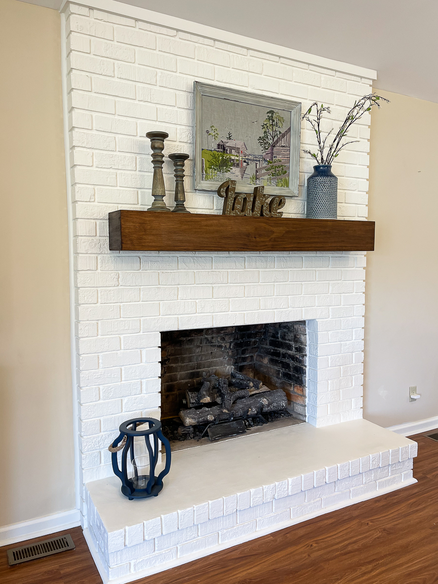 painted brick fireplace