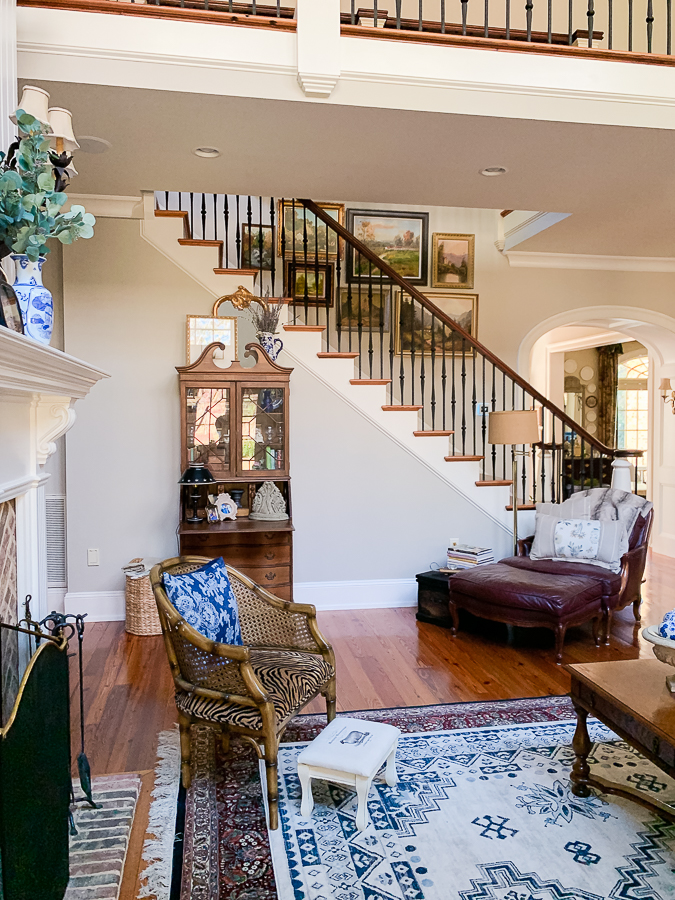 living room with gallery wall