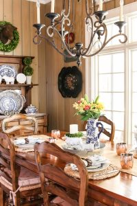 kitchen table and chairs with flowers