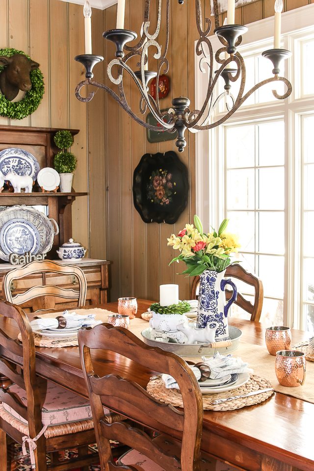 kitchen table and chairs with flowers