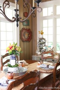 kitchen table with flowers