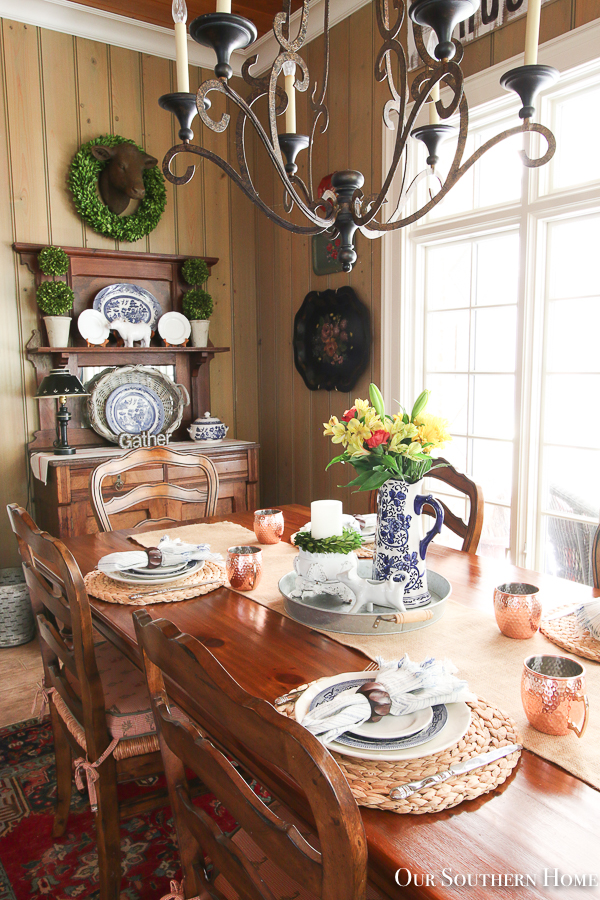 kitchen table with flowers