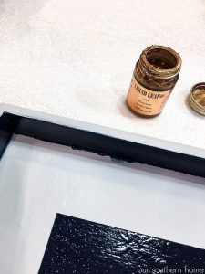 Thrift store tray makeover with a masculine look for a college apartment. #thriftstore #makeover #tray #apartmentdecor #college