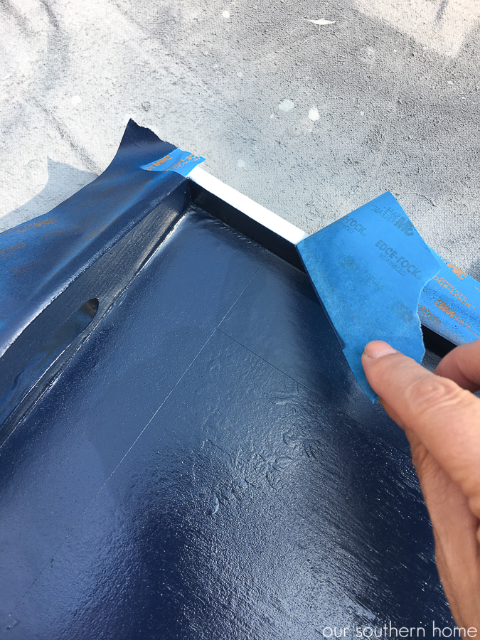 Thrift store tray makeover with a masculine look for a college apartment. #thriftstore #makeover #tray #apartmentdecor #college