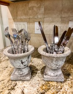urns with forks