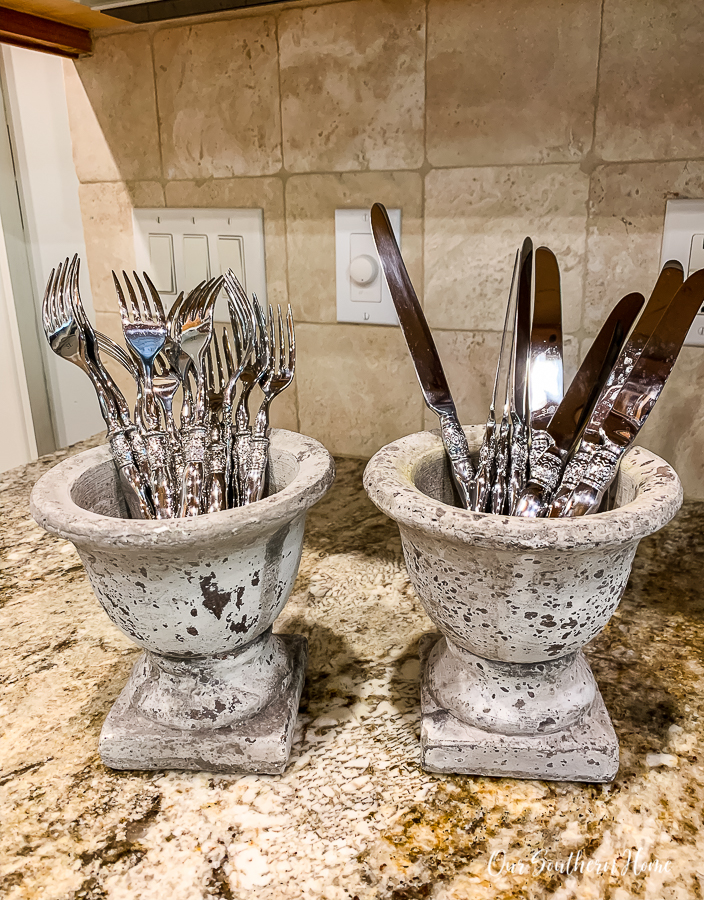 urns with forks