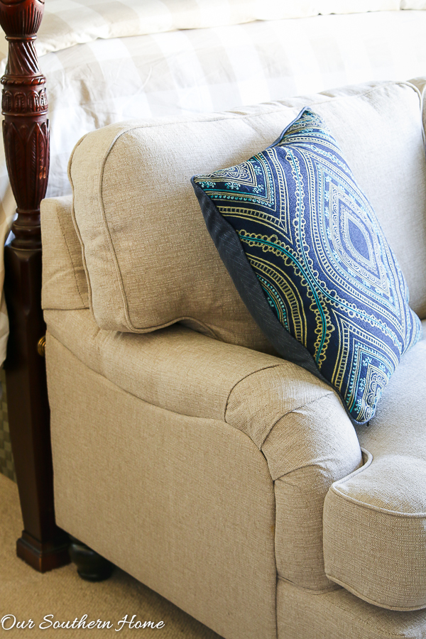 New Loveseat in the master bedroom makes for a lovely makeover!