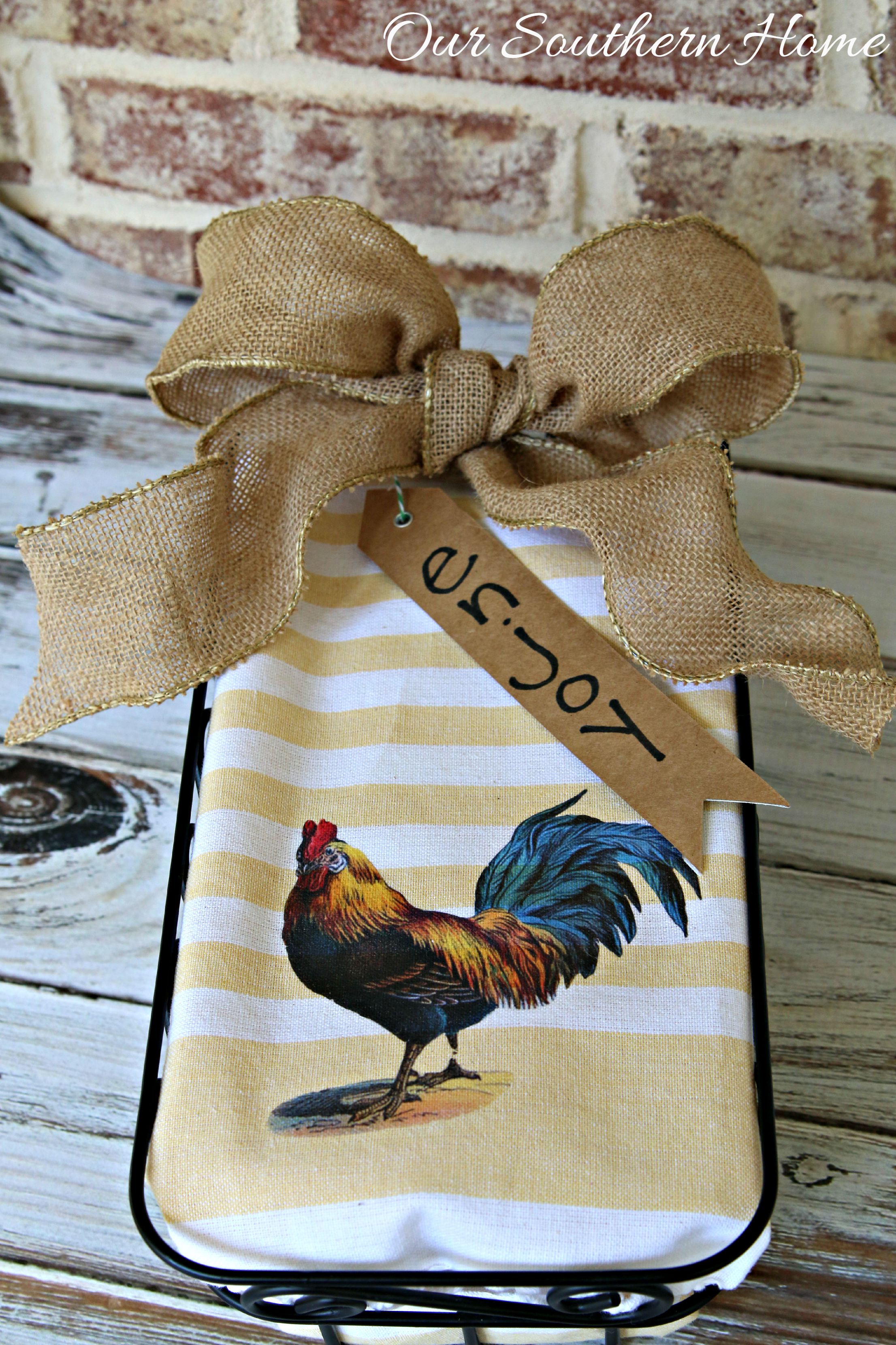 No Sew Rooster Kitchen Towel