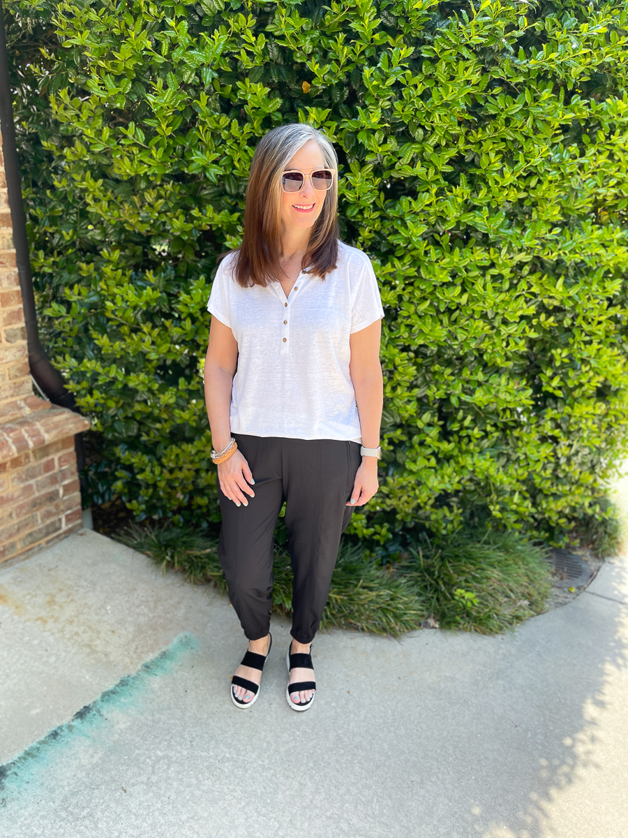 woman in travel outfit