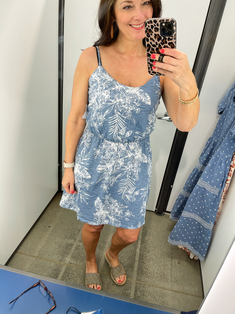 blue and white dress