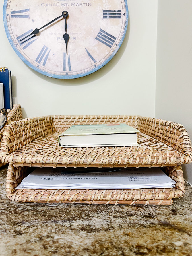 letter tray with book