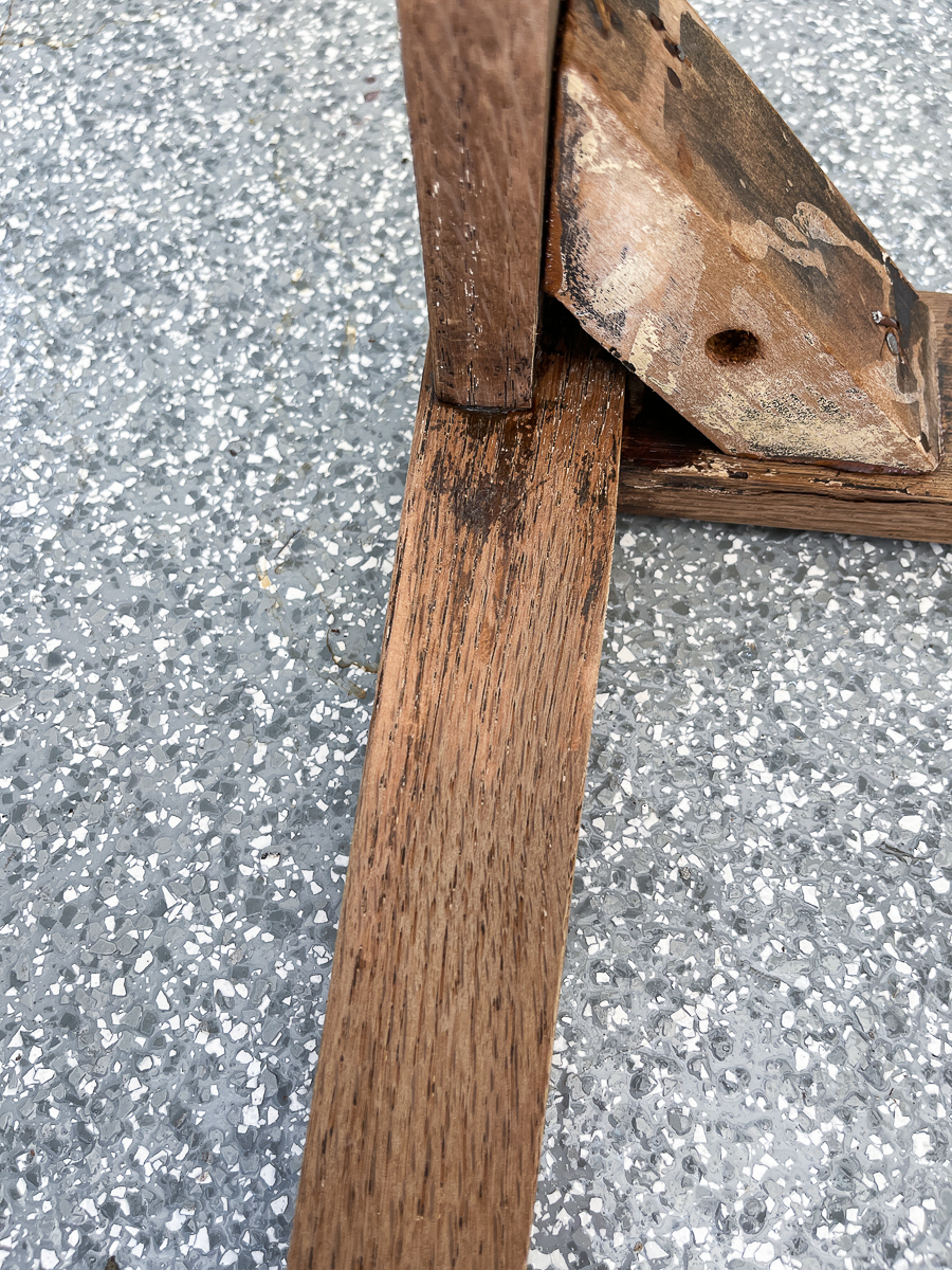 up close details of wooden stool legs