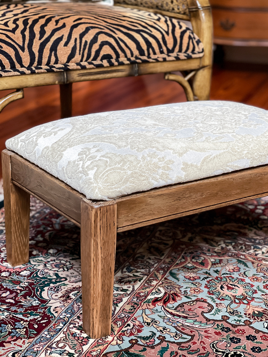 up close details of wooden stool