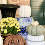 painted basket with fall decor