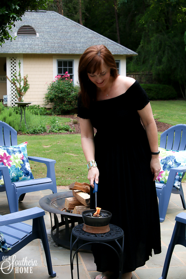 Patio fire-pit refresh just in time for Father's Day! #ad #TrueValue