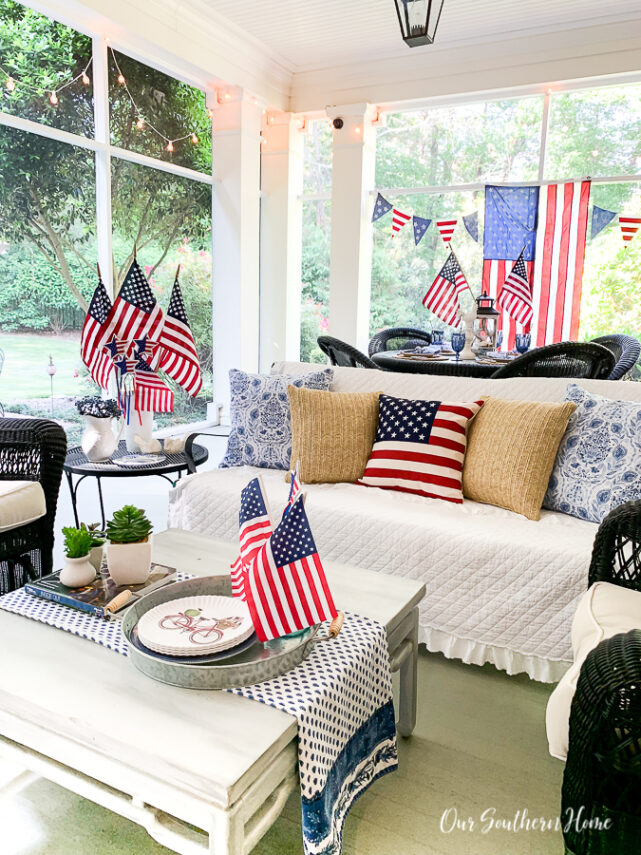 Patriotic Screened Porch - Our Southern Home