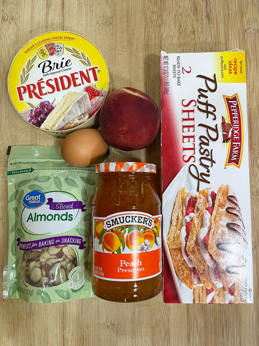 ingredients for baked peach brie