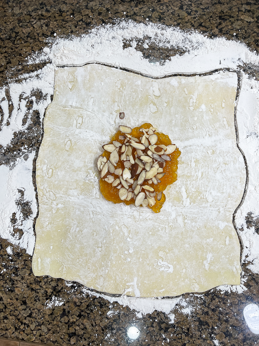 peach jam on pastry