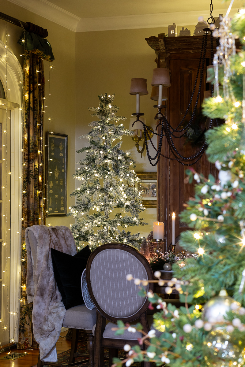 christmas tree in dining room