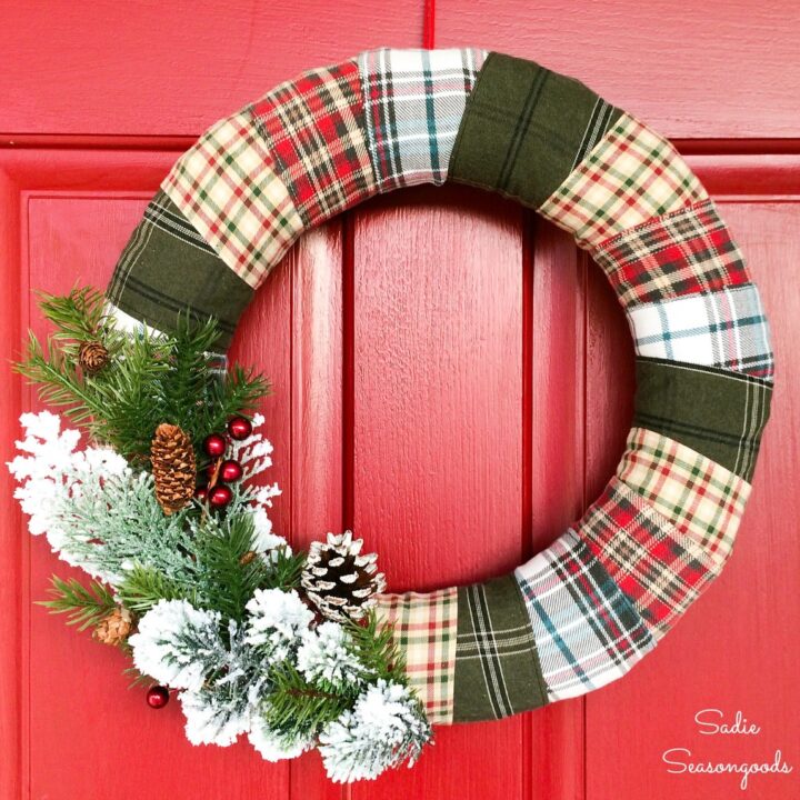 Image for Plaid Christmas Wreath from Recycled Flannel Shirts