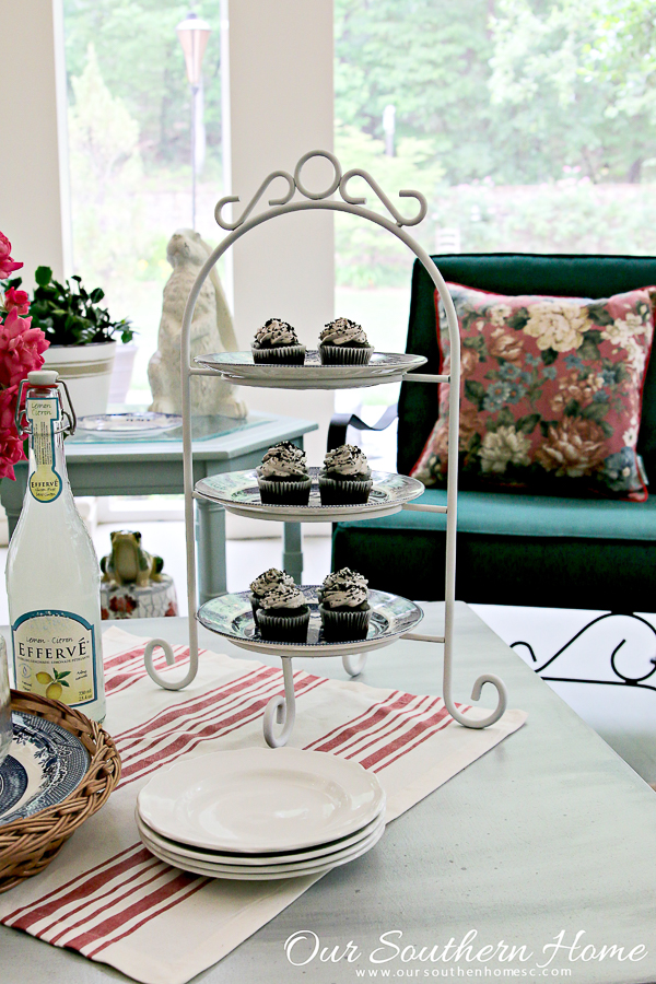 table on a porch for a party
