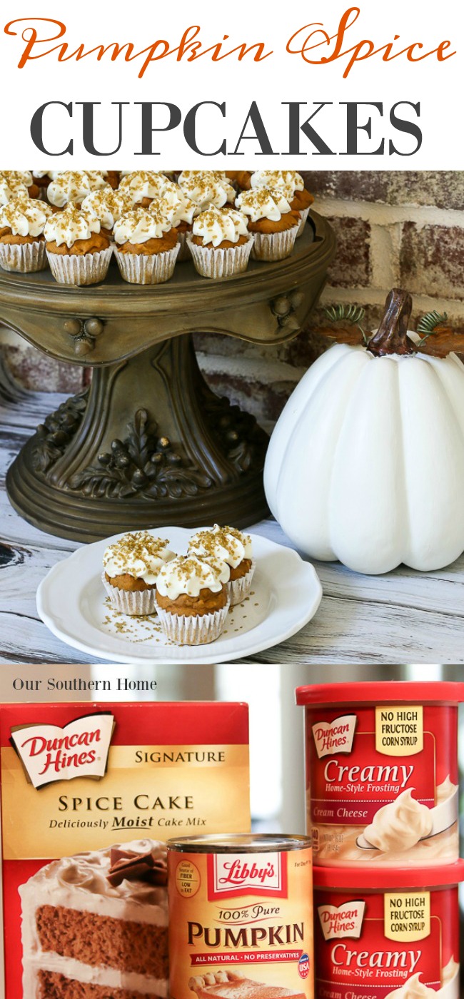 Semi-homemade mini PUMPKIN SPICE cupcakes are so easy when you start with a boxed cake mix!
