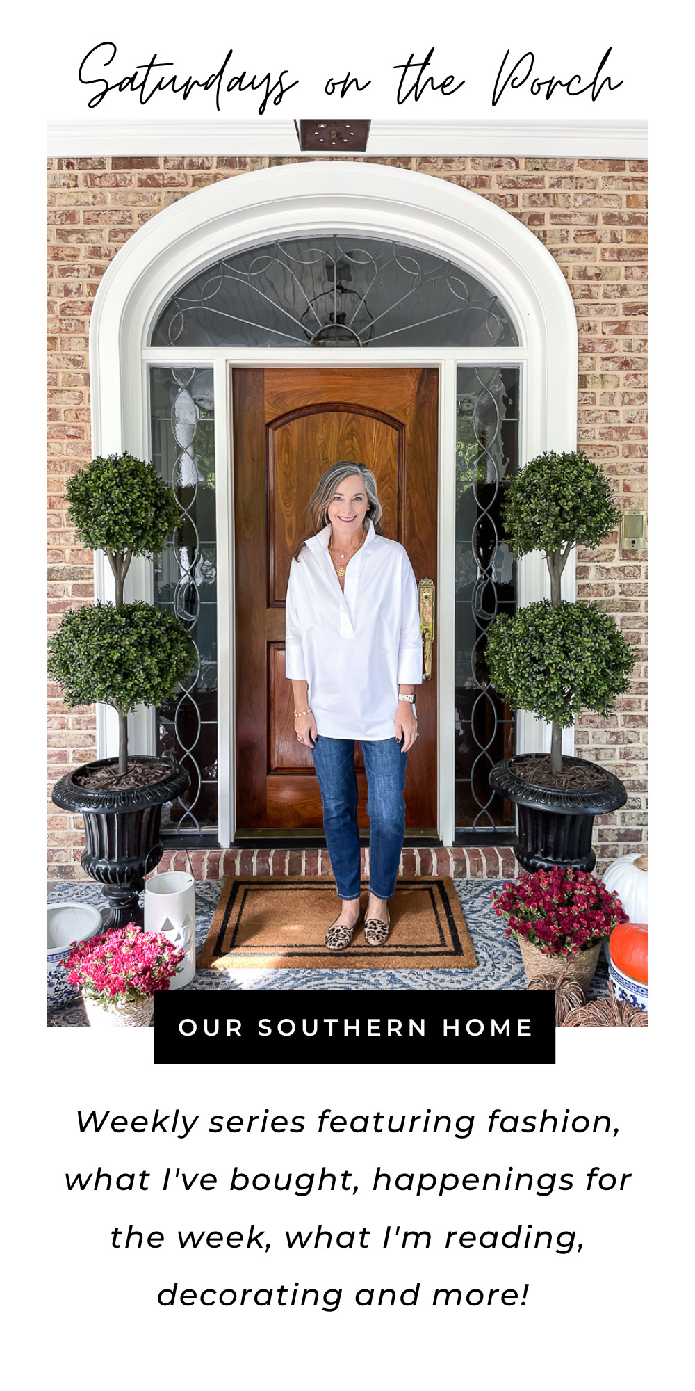 woman in outfit on porch