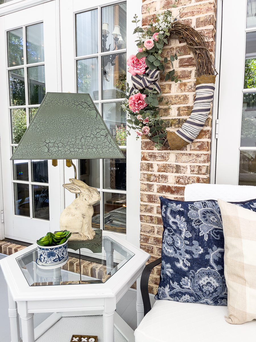 rabbit lamp on porch