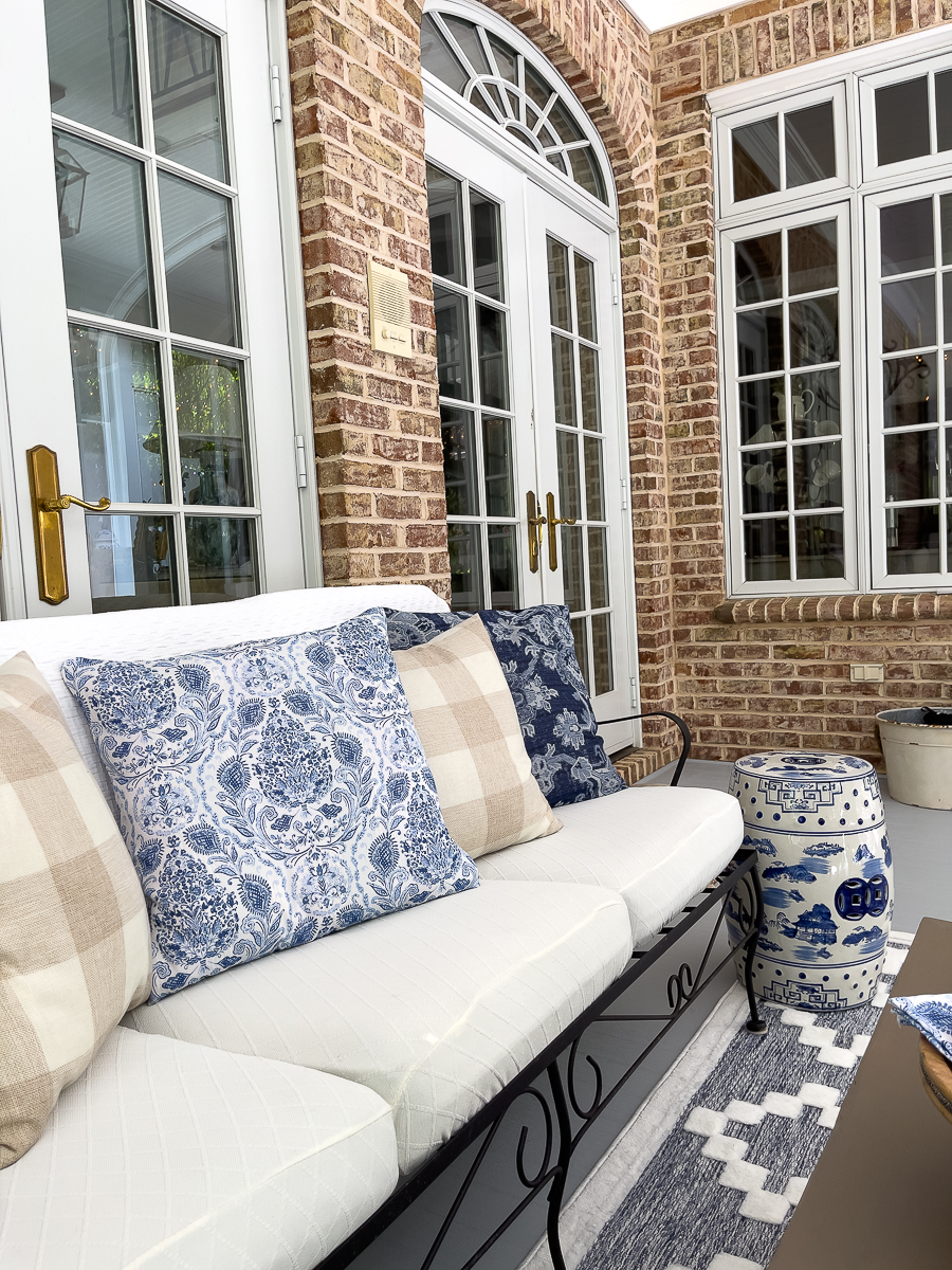 pillows on outdoor couch