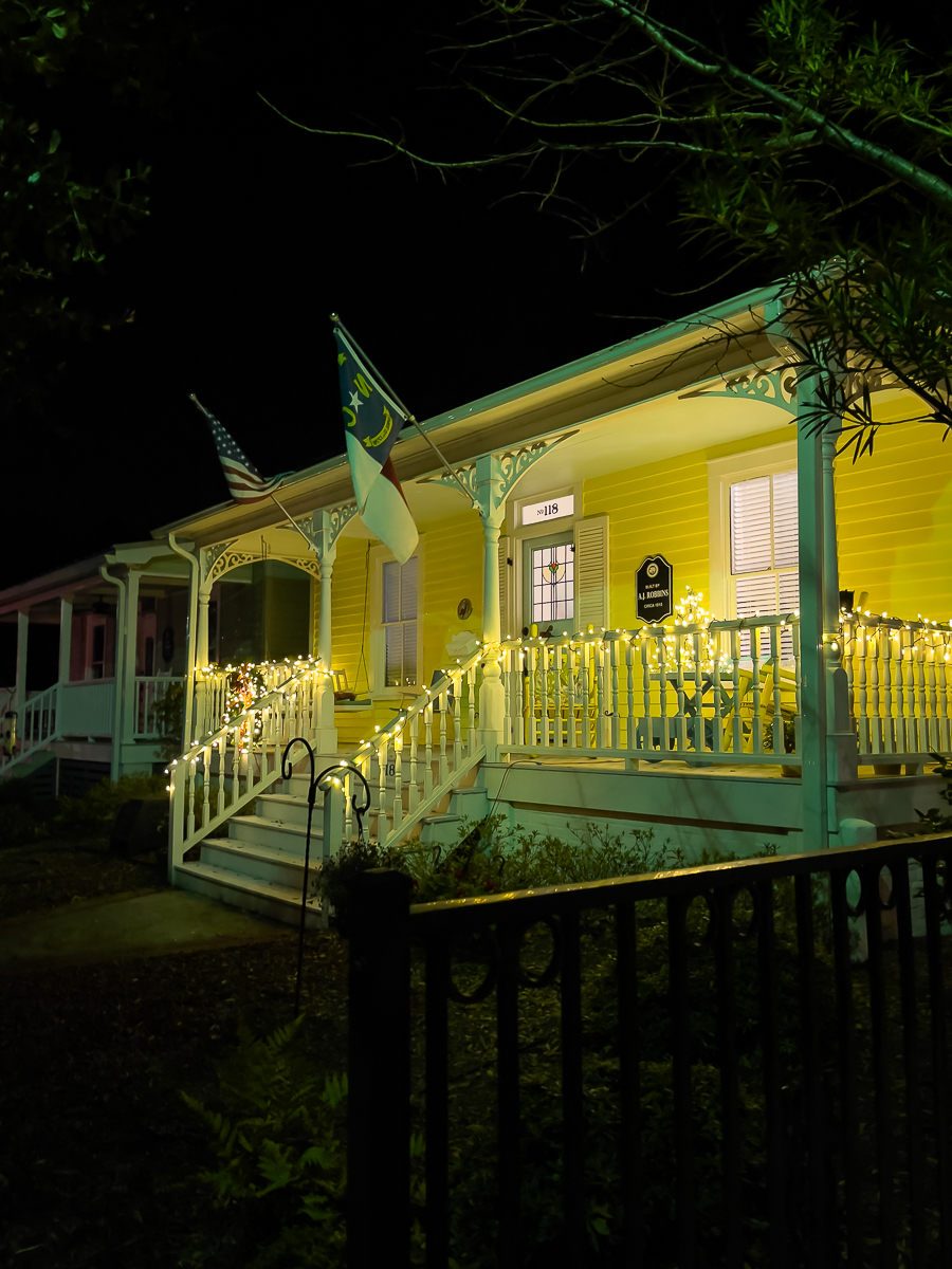 house aglow with christmas lights