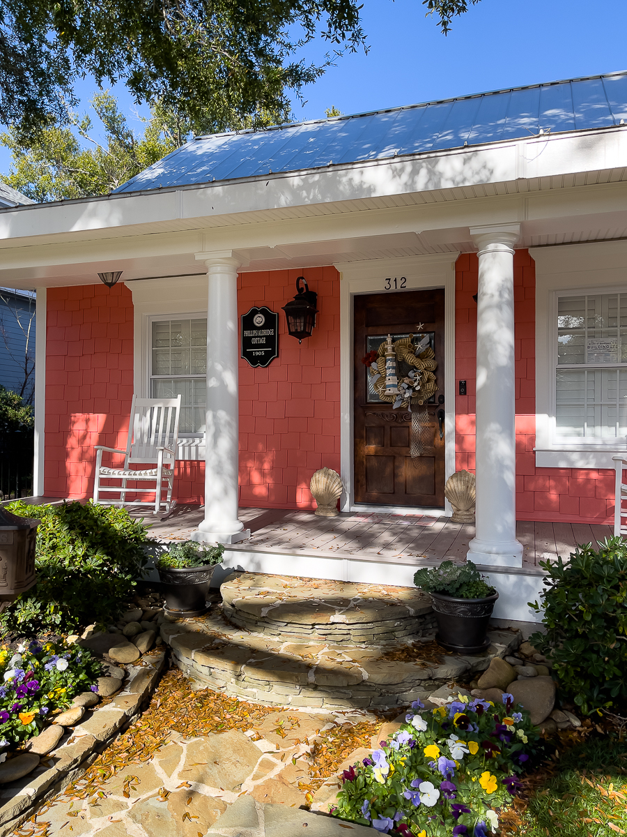 pink colored historic house