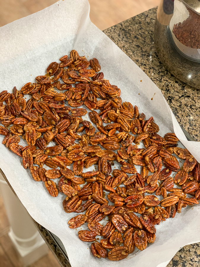 pecans on a sheet tray