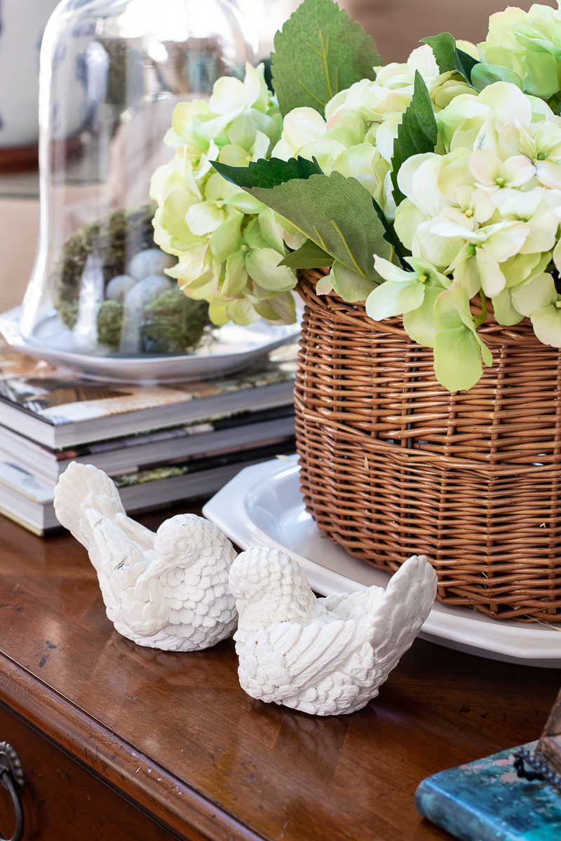 white birds on table