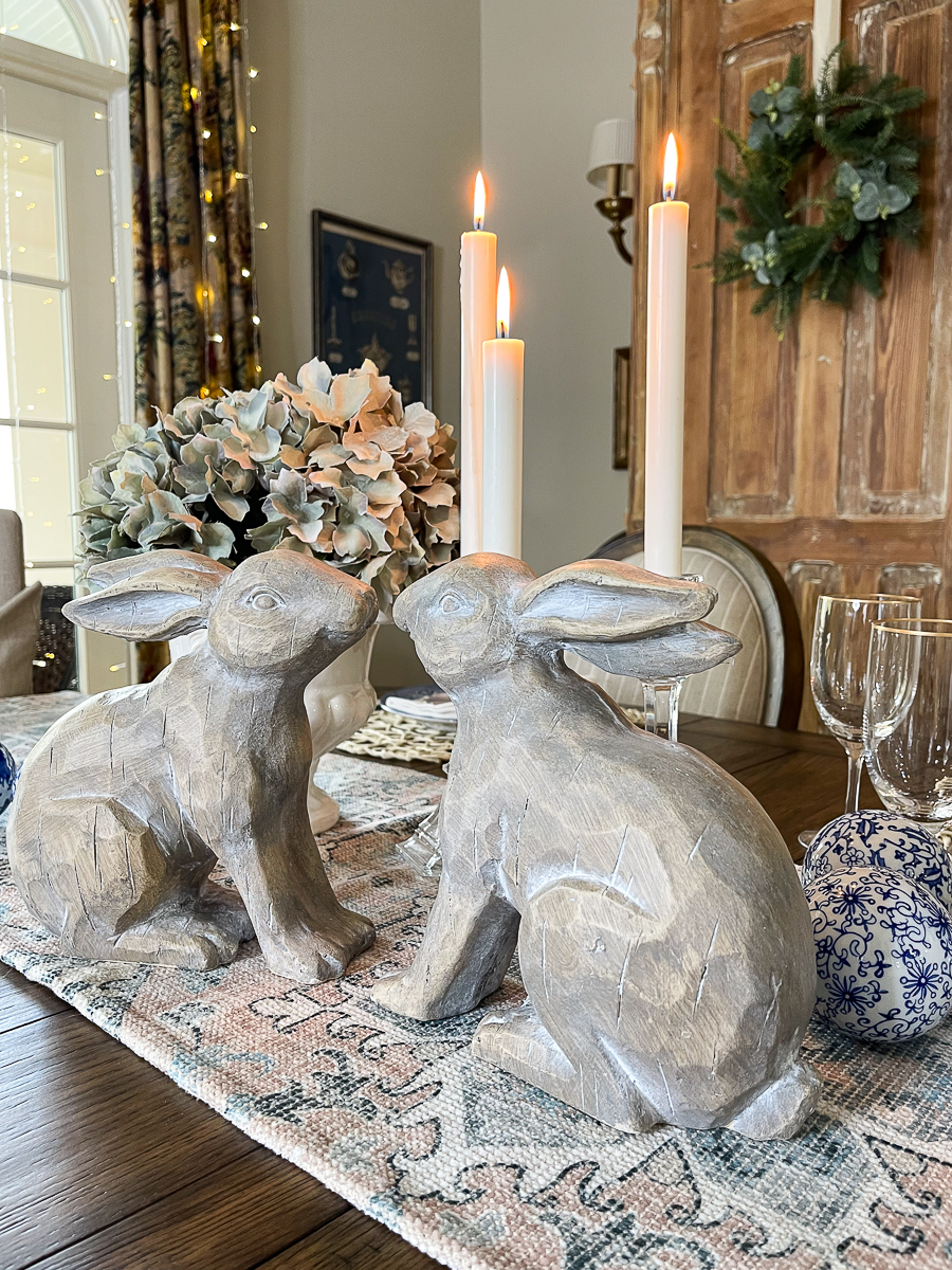 bunnies on a dining table