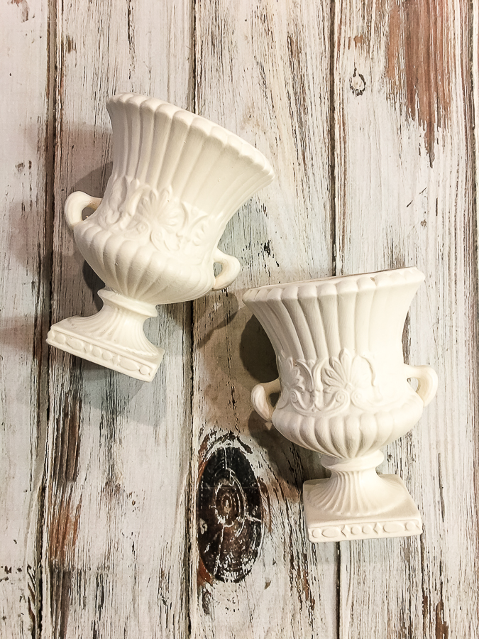 Spring urn thrift store makeover decor challenge! Join us monthly for inspiration. #easter #spring #springdecor #springfloral #thriftstoremakeover