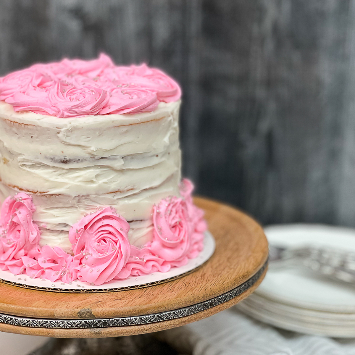 pink birthday cake