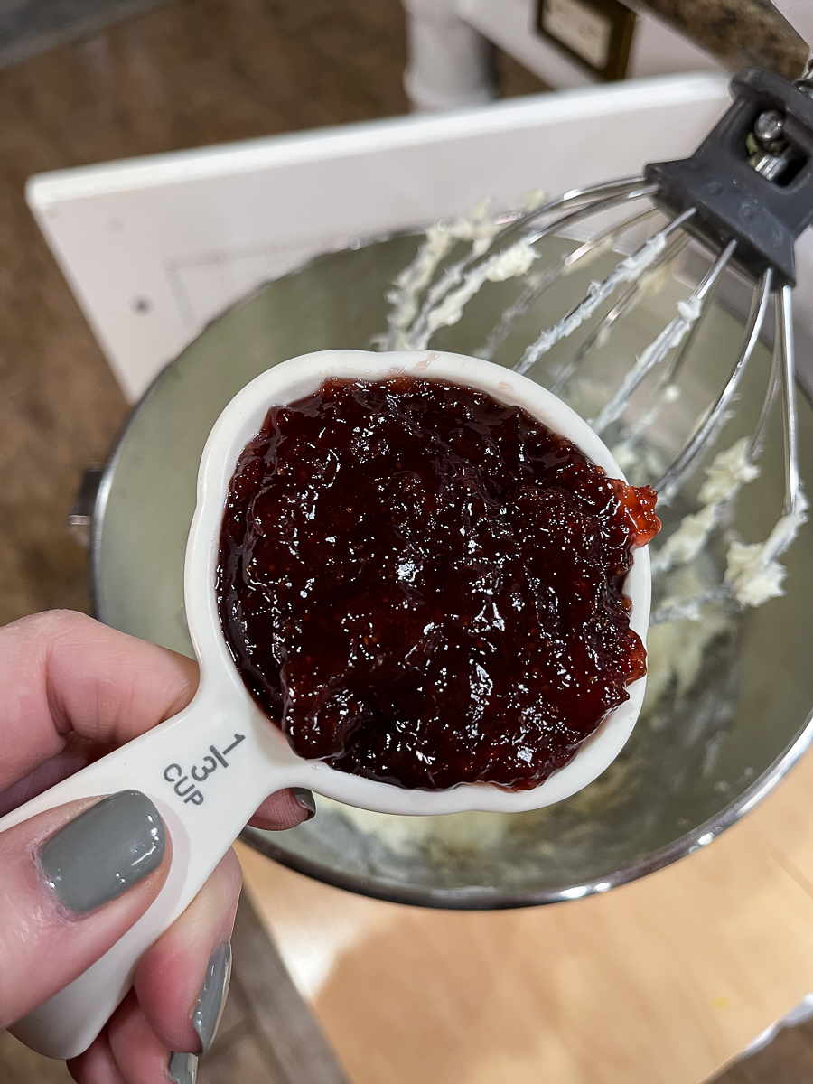 scoop of strawberry jam