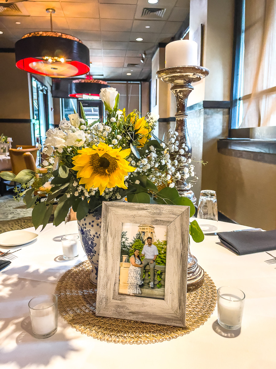 table with sunflower centerpiece