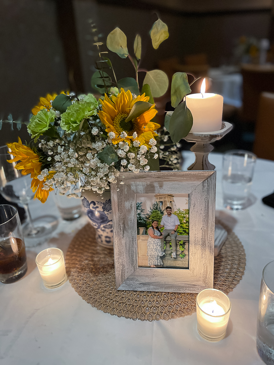 tablescape with sunflowers and candles