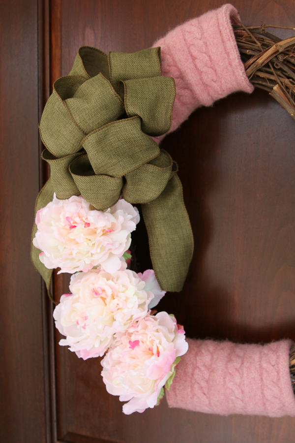 Peony Grapevine Wreath made with a couple of items from the thrift store for thrift store makeover day!