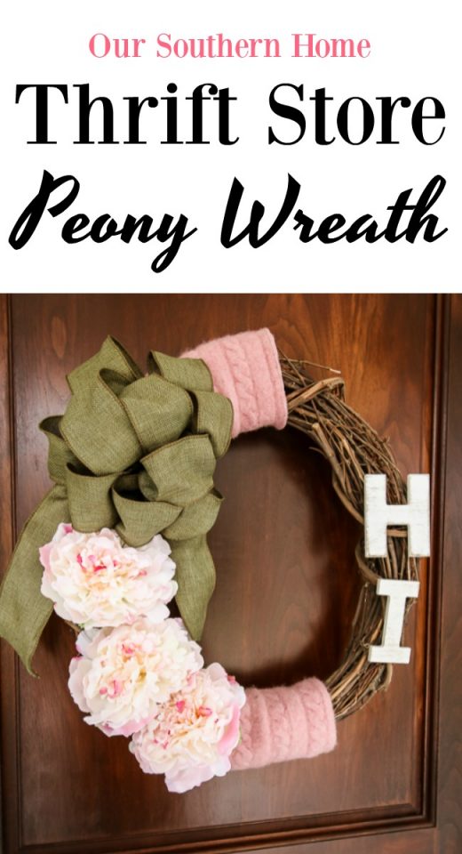 Peony Grapevine Wreath made with a couple of items from the thrift store for thrift store makeover day!