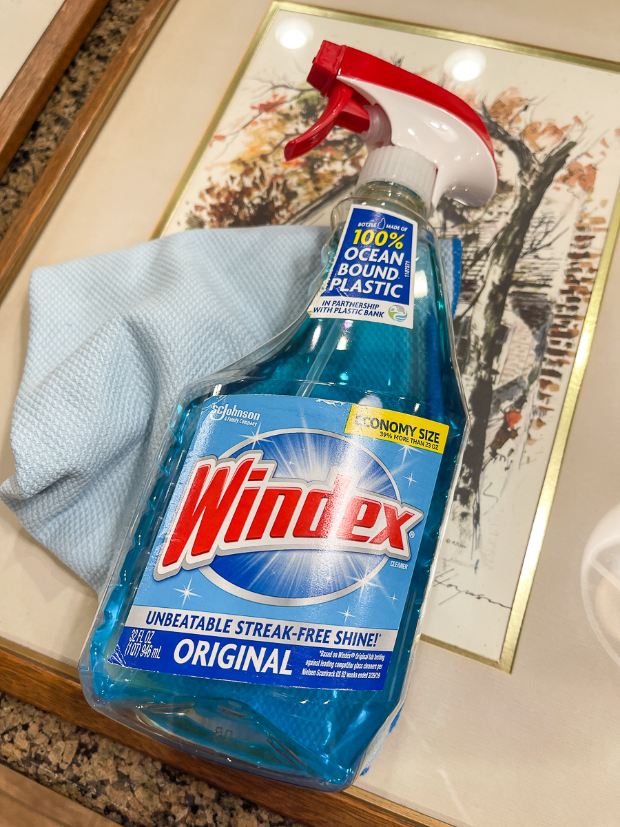 windex to clean art