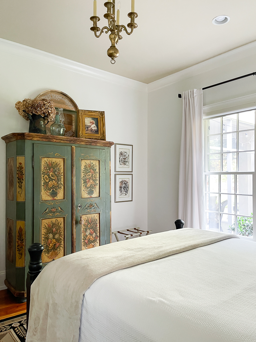 guest bedroom with white walls