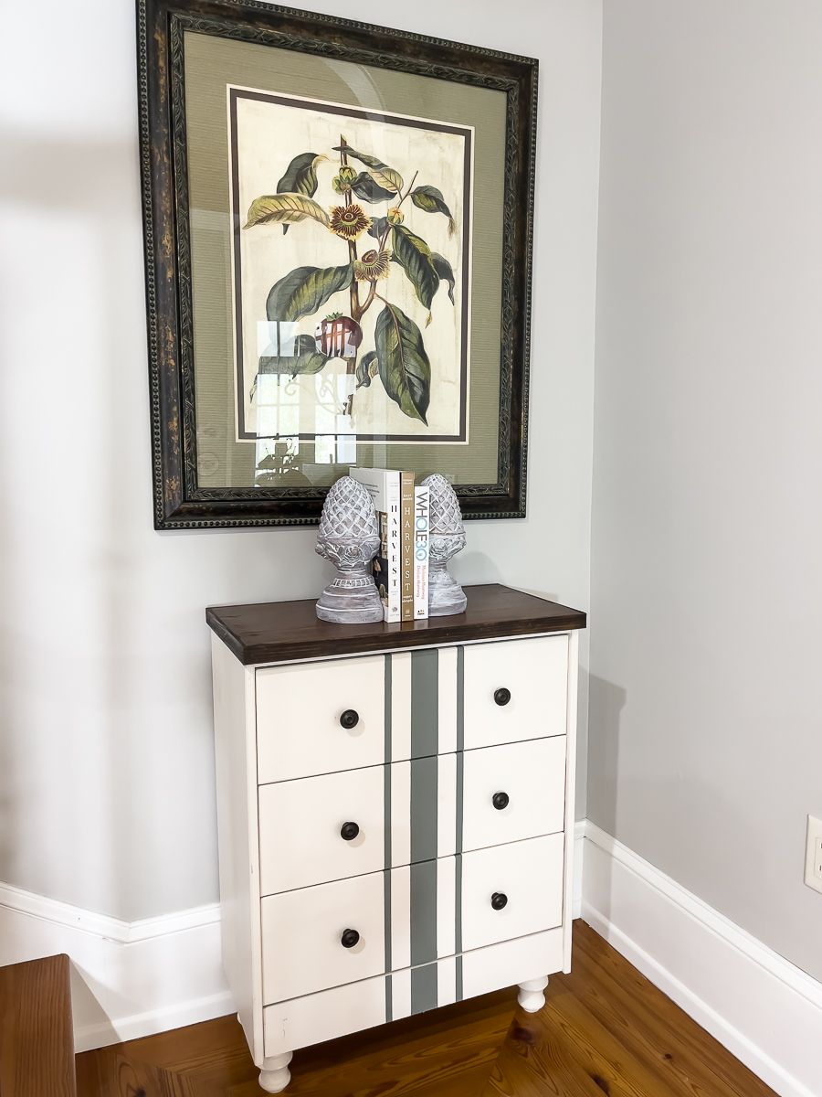 white chest with bookends