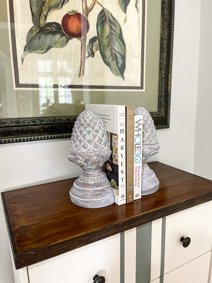 white bookends on table